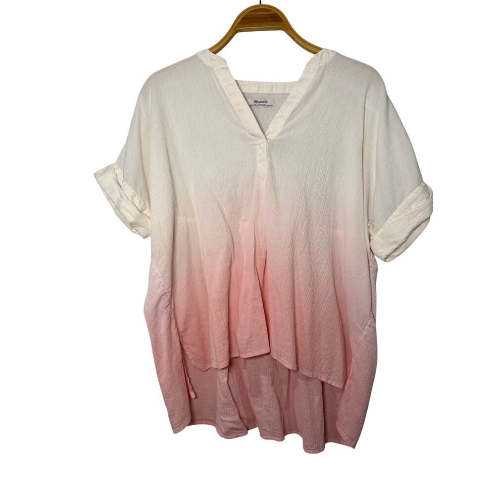 Madewell Ombre V Neck Coastal beachy Top Large